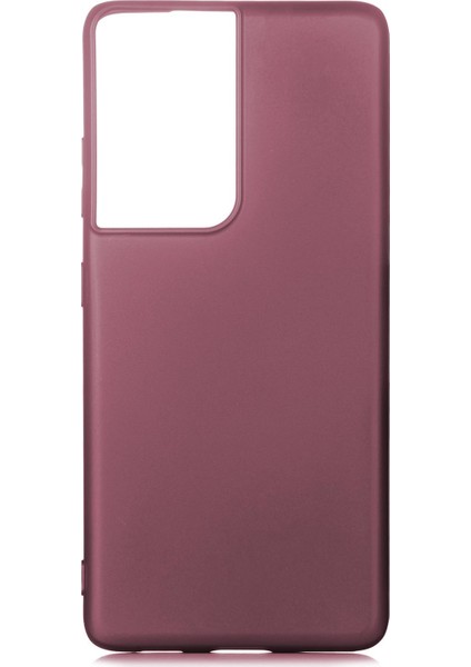 Samsung Galaxy S21 Ultra Kılıf Mat Renkli Esnek Silikon Mürdüm Renk Prm
