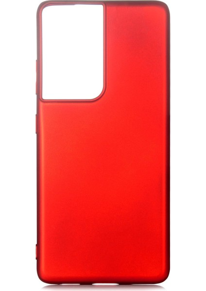 Samsung Galaxy S21 Ultra Kılıf Mat Renkli Esnek Silikon Kırmızı Renk Prm