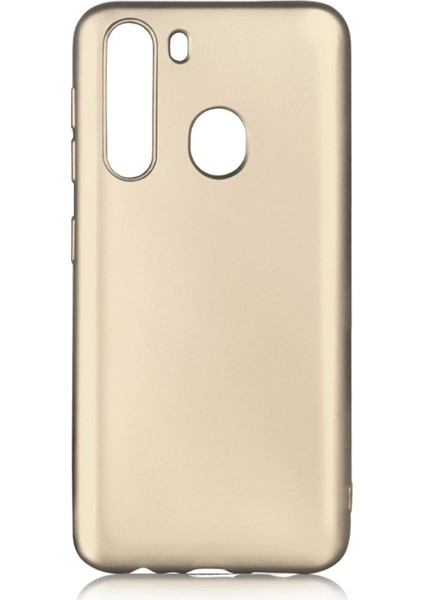 Samsung Galaxy A21 Kılıf Mat Renkli Esnek Silikon Gold Renk Prm