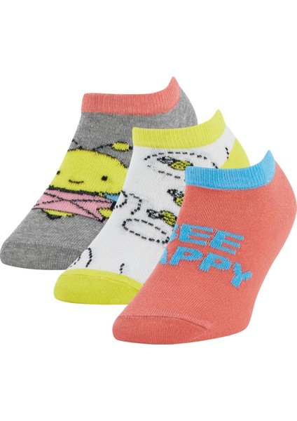 Kız Çocuk Desenli 3'lü Patik çorap