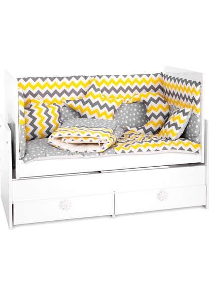 Sarı Zigzag & Gri Yıldız Figürlü Bebek Uyku Seti 60X120CM