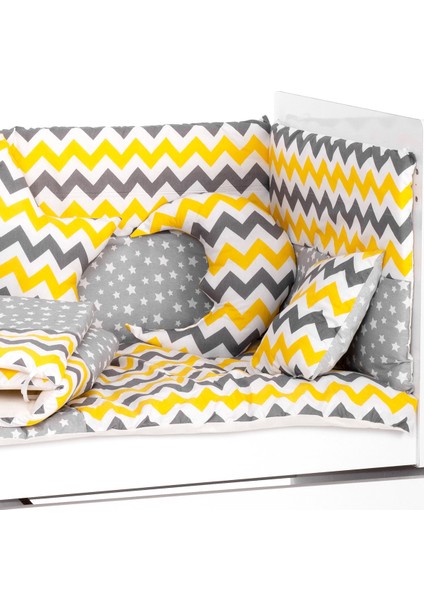 Sarı Zigzag & Gri Yıldız Figürlü Bebek Uyku Seti 60X120CM