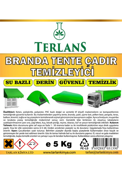 Terlans Branda Tente ve Çadır Temizleyici Su Bazlı 5 kg