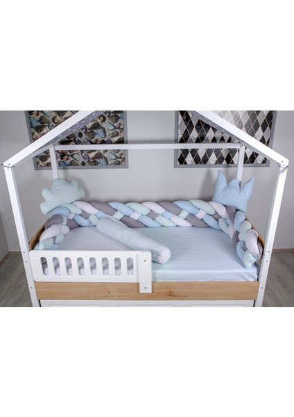 4'lü Örgülü Pastel Mavi Montessori Bebek-Çocuk Uyku Seti modelleri