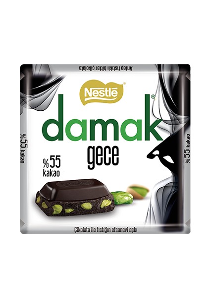 Damak Gece Antep Fıstıklı Bitter Çikolata Kare 63 gr 6'lı