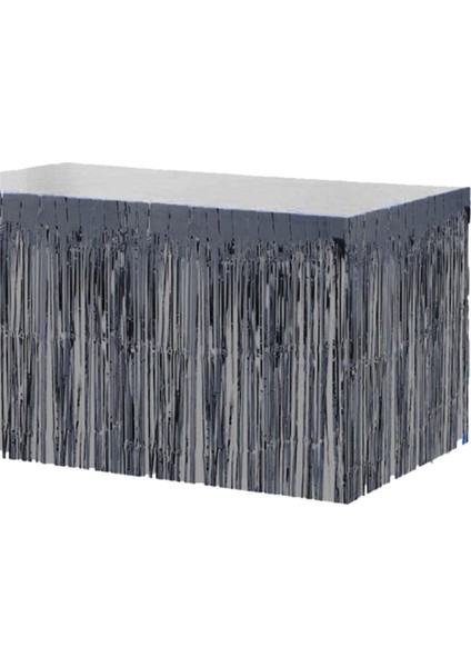 Metalize Folyo Siyah Masa Eteği (Püskülü)