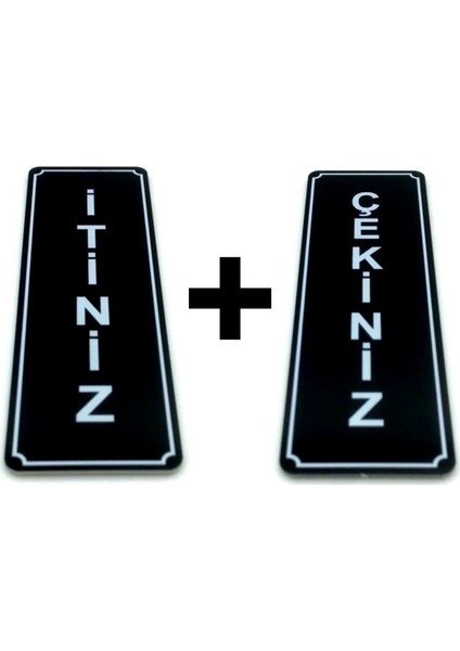 Itiniz Çekiniz Kapı Yönlendirme Levhası Takım 2 Adet 5 cm x 15...