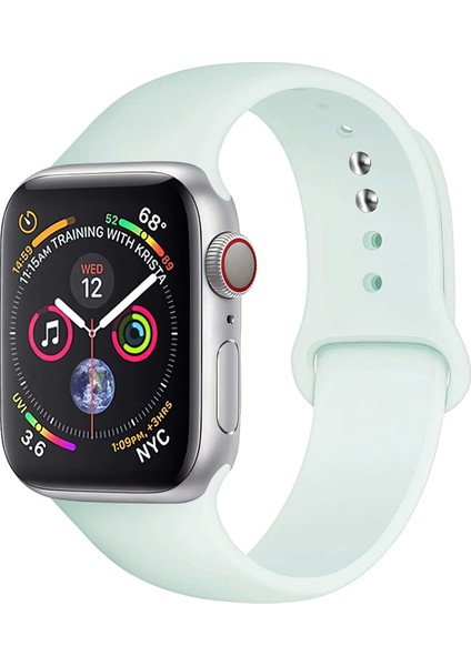 Apple Watch Uyumlu Se 44MM Kayış Spor Silikon Kordon - Su Yeşili