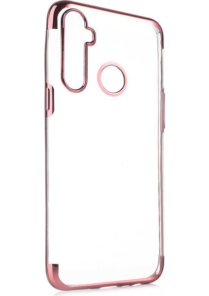 Realme 6i Kılıf Zore Dört Köşeli Lazer Silikon Kılıf Rose Gold