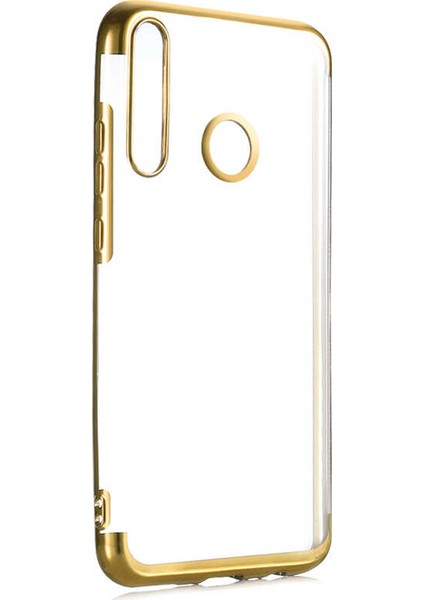 Huawei P40 Lite E Kılıf Zore Dört Köşeli Lazer Silikon Kılıf Gold