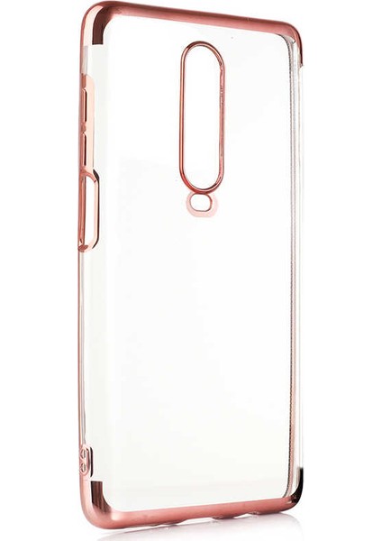 Xiaomi Redmi K30 Kılıf Zore Dört Köşeli Lazer Silikon Kılıf Rose Gold