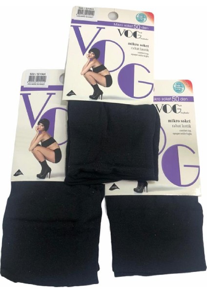 3'lü Orta Kalın Micro Fiber Siyah Soket Çorap