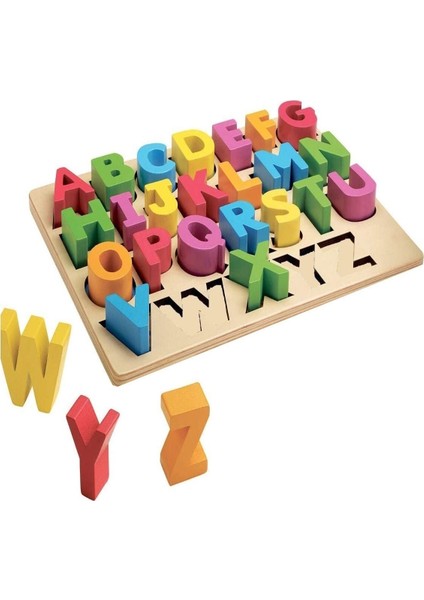 Hambag Ahşap Eğitici Geliştirici 3D Büyük Harf Alfabe Yapboz Puzzle Bul Tak