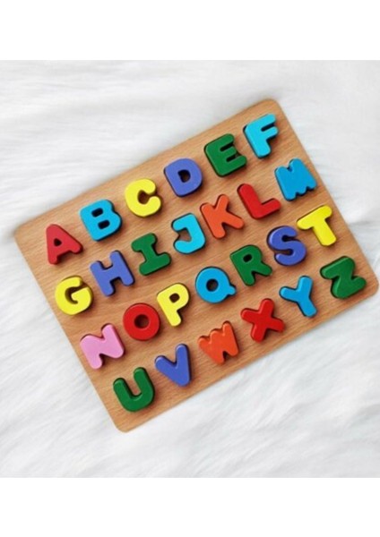 Hambag Ahşap Eğitici Geliştirici 3D Büyük Harf Alfabe Yapboz Puzzle Bul Tak