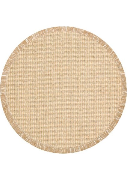 Brooklyn BRK 01 Beige Bej Kaymaz Hasır Dokuma Yuvarlak Kilim