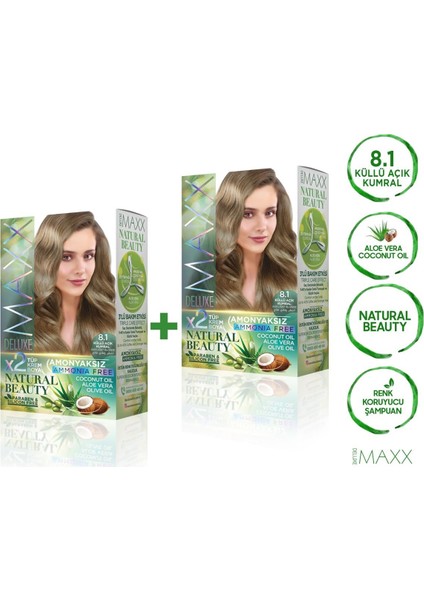 Maxx Deluxe Natural Beauty  8.1  Küllü Açık Kumral 2'li Set Boya