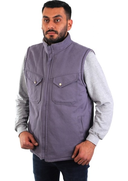 Eser - 7-7 Gabardin Polarlı Yelek - Kışlık - Gri