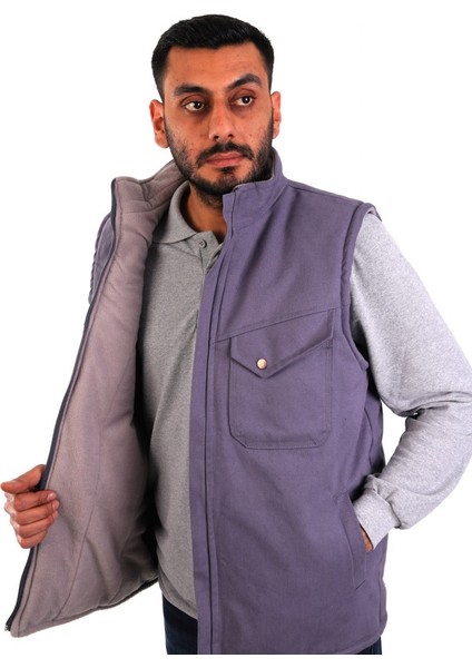 Eser - 7-7 Gabardin Polarlı Yelek - Kışlık - Gri fiyatları