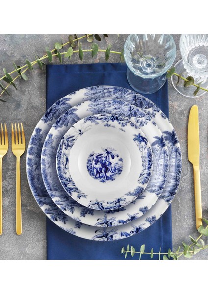 Porselen Yemek Seti 24 Parça Colonie Mavi modelleri