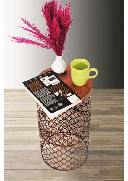 Venon Home Metal Modern Sehpa (250X480) Siyah Bakır Patine