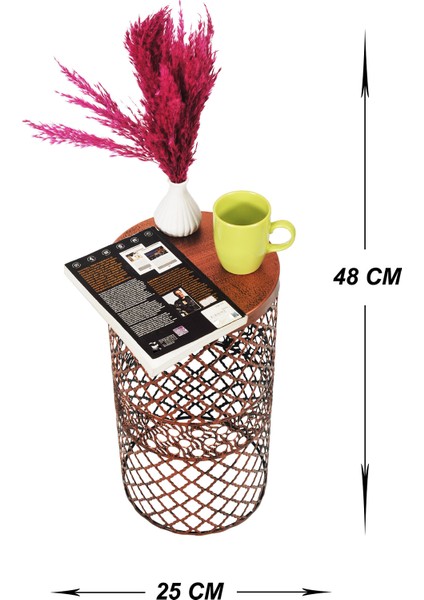 Venon Home Metal Modern Sehpa (250X480) Siyah Bakır Patine