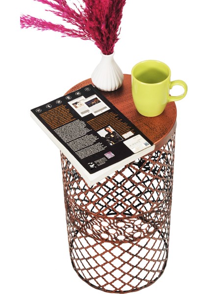 Venon Home Metal Modern Sehpa (250X480) Siyah Bakır Patine