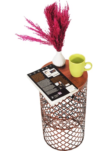 Venon Home Metal Modern Sehpa (250X480) Siyah Bakır Patine