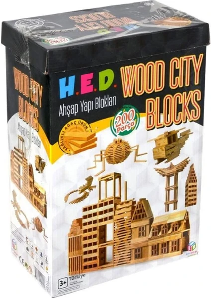 Hobi Eğitim Dünyası Ahşap Yapı Blokları Wood City Blocks 200 Parça