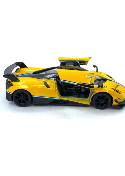 2016 Pagani Huayra Bc (Şeritli) - Çek Bırak 5inch. Lisanslı Model Araba, Oyuncak Araba 1:38 modelleri