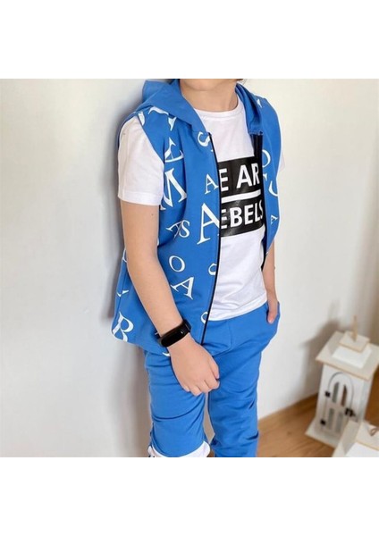 Erkek Çocuk Harfler Baskılı Yelekli Takım modelleri