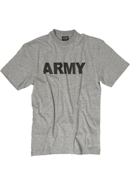 Mil-Tec T-Shirt Army -Gri (Nefes Alabilir, Baskili Pamuklu T-Shirt)