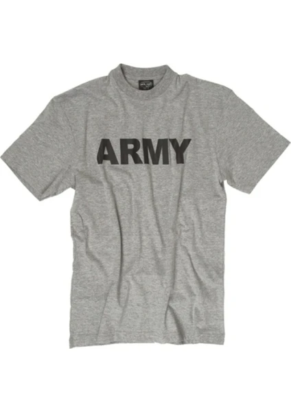 Mil-Tec T-Shirt Army -Gri (Nefes Alabilir, Baskili Pamuklu T-Shirt)