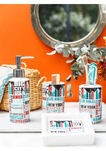 4'lü Big City Blue Seramik Banyo Seti (1)