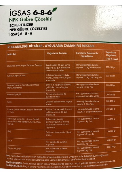 Igsaş 6 8 6 Fertılızer Npk Çözeltisi Bahçe Çiçek Bitki Besini Suda Çözünür Azot Fosfor Potasyum Sıvı Gübre 1 L fırsatları