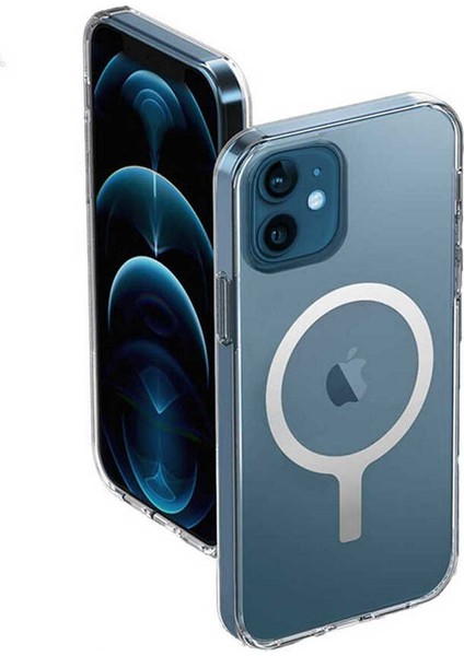 Apple iPhone 12 Mini Kılıf Crystal Wireless Kapak Şeffaf - Magsafe Kablosuz Şarj Uyumlu Şeffaf