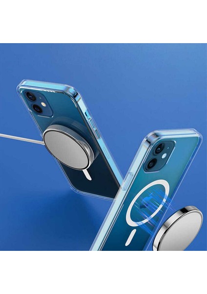 Apple iPhone 12 Mini Kılıf Crystal Wireless Kapak Şeffaf - Magsafe Kablosuz Şarj Uyumlu Şeffaf
