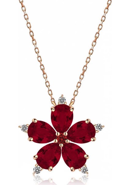 - Gümüş Kırmızı Kamelya Çiçeği Kolye