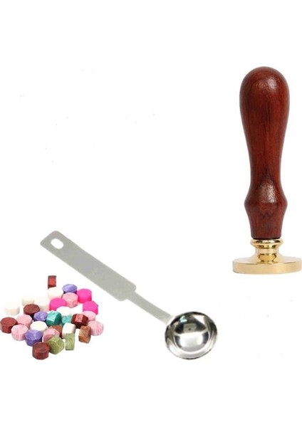 Mektup Damga Mühürü Şeftali Çiçeği + 30 Mühür Mumu + Kaşık