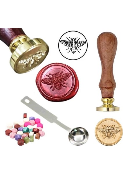 Mektup Damga Mühürü Bal Arısı + 30 Mühür Mumu + Eritme Kaşığı