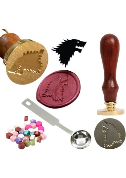 Mektup Damga Mühürü Got Direwolf + 30 Mühür Mumu + Eritme Kaşığı