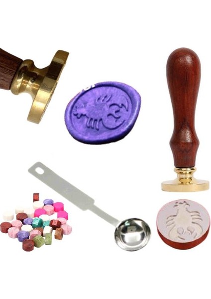 Mektup Damga Mühürü Yengeç Burcu + 30 Mühür Mumu + Eritme Kaşığı