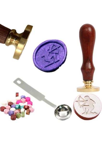 Mektup Damga Mühürü Yay Burcu + 30 Mühür Mumu + Eritme Kaşığı