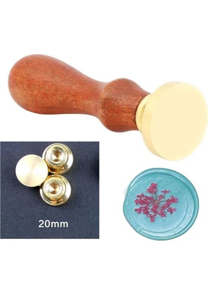 Eritme Balmumu Mührü Damga 20 mm Yuvarlak Boş Bakır Kafa + Gülağacı Kol