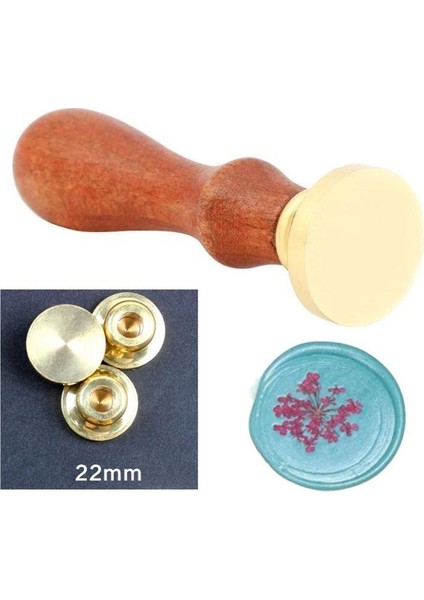 Eritme Balmumu Mührü Damga 22 mm Yuvarlak Boş Bakır Kafa + Gülağacı Kol