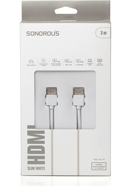 HDMI Slim Beyaz Kablo - 1.5m