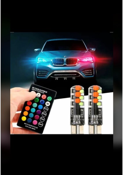 Kumandalı Çakarlı T10 Park Ampulü 18 LED 2'li