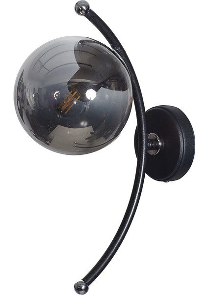 Nora Siyah Krom Metal Gövde Füme Camlı Tasarım Aplik fiyatları