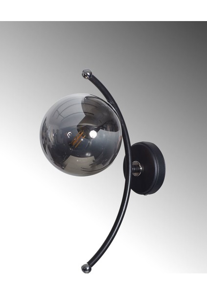 Nora Siyah Krom Metal Gövde Füme Camlı Tasarım Aplik modelleri