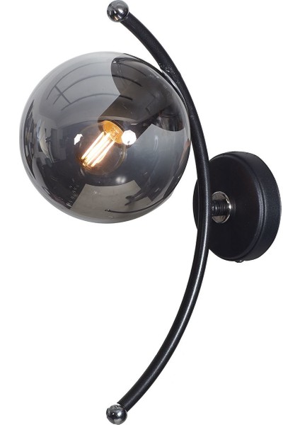 Nora Siyah Krom Metal Gövde Füme Camlı Tasarım Aplik fırsatları