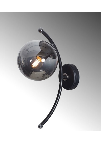 Nora Siyah Krom Metal Gövde Füme Camlı Tasarım Aplik indirimleri